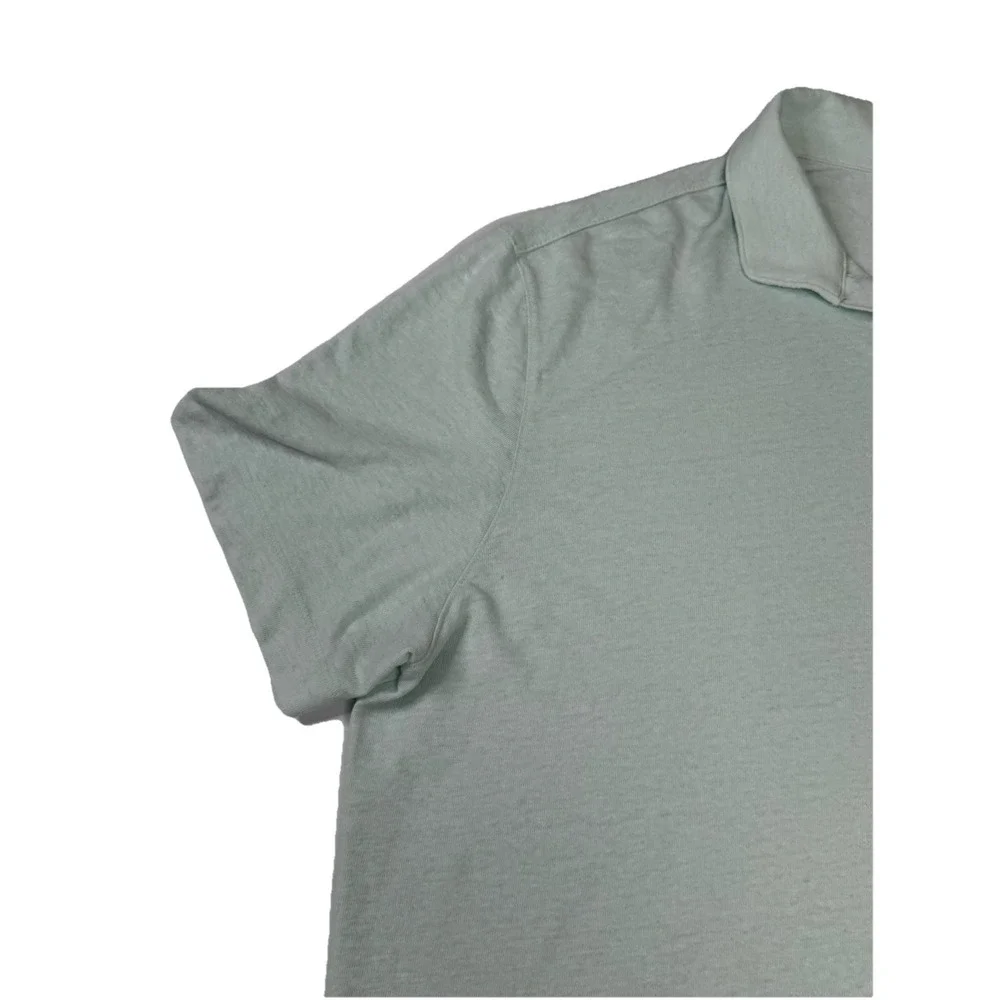 Banana Republic Linen Blend Polo Shirt Light Blue Dew Drop Men's XXL